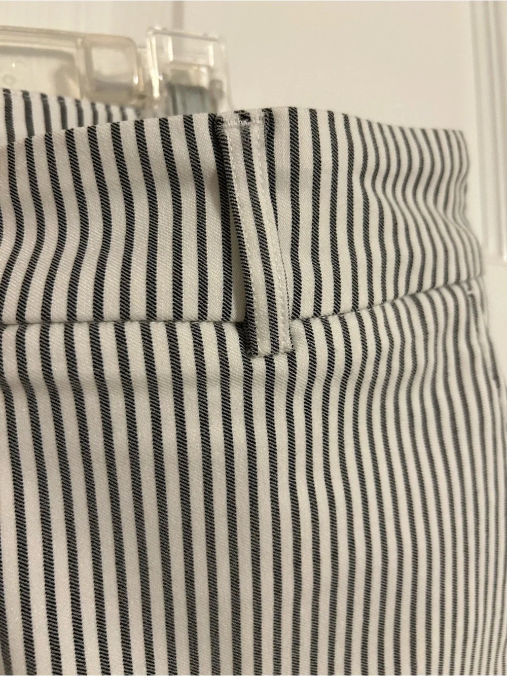 Hilary Radley Gray & White Striped Cropped‎ Chinos